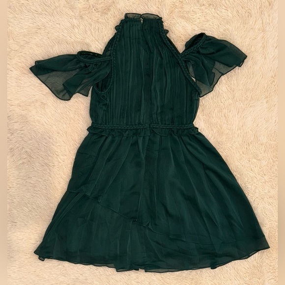 NWOT Ted Baker Poppio Green plated cold shoulder Mini Dress sz TB 3 US 8 - Picture 5 of 8